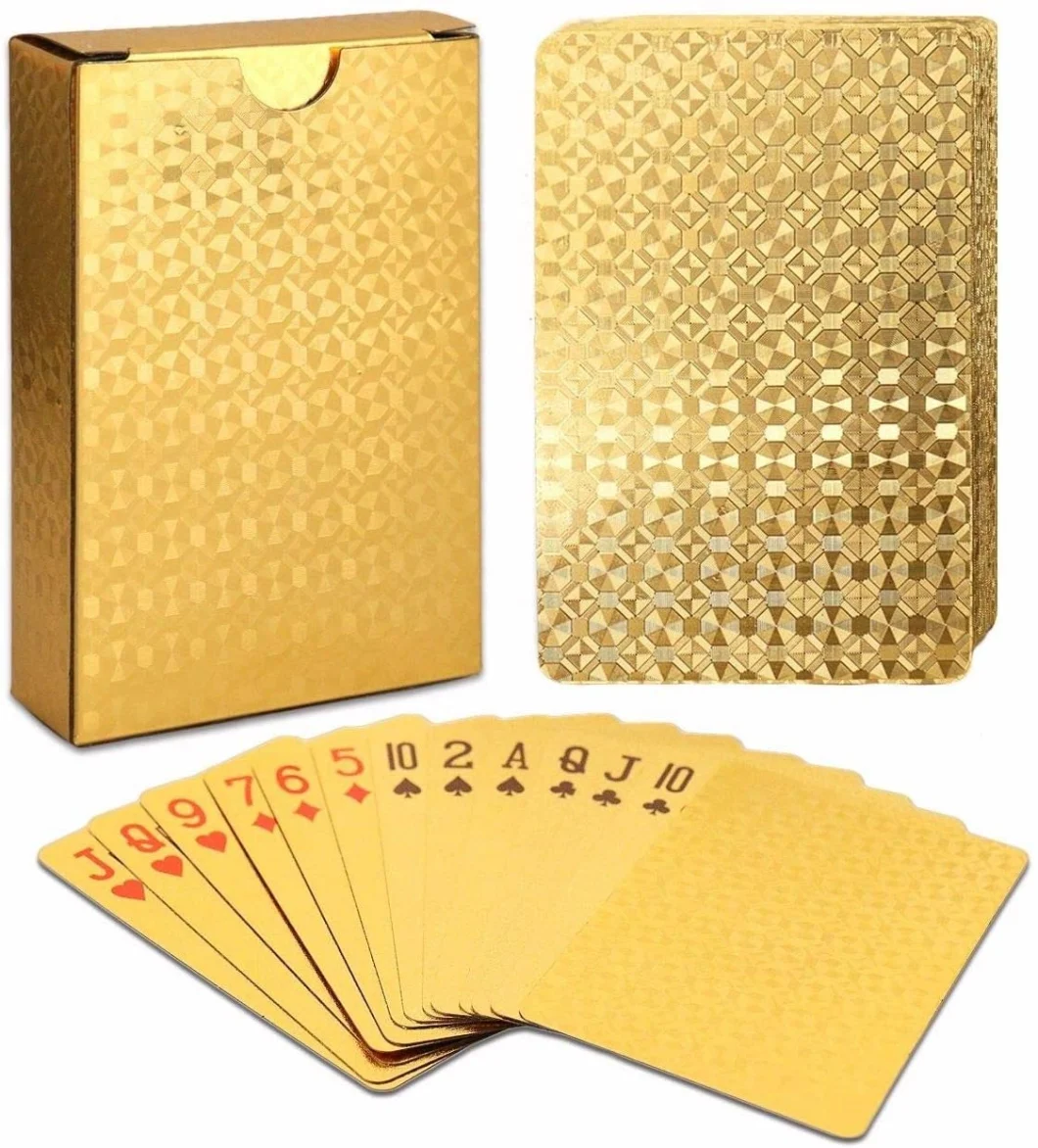 Customized Design Printed Golden 54PCS Deck Board Game Plastic Playing Cards