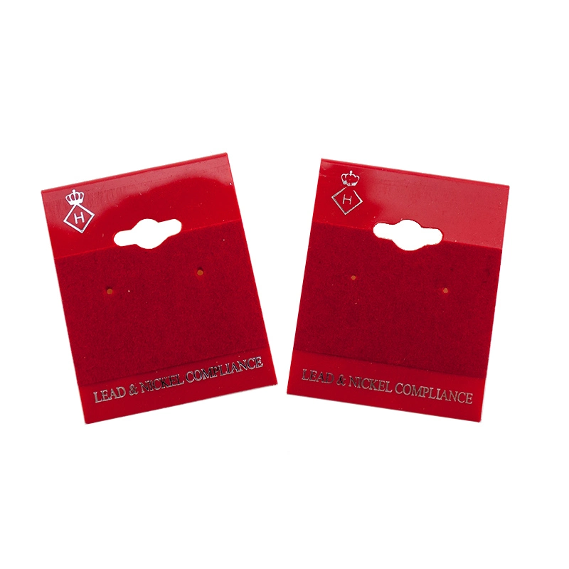 Customized Red Plastic Flocking Jewelry Earring Display Card