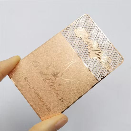 Carte de visite en métal d'acier inoxydable d'or de taille de carte de crédit d'impression gravée par coutume en gros