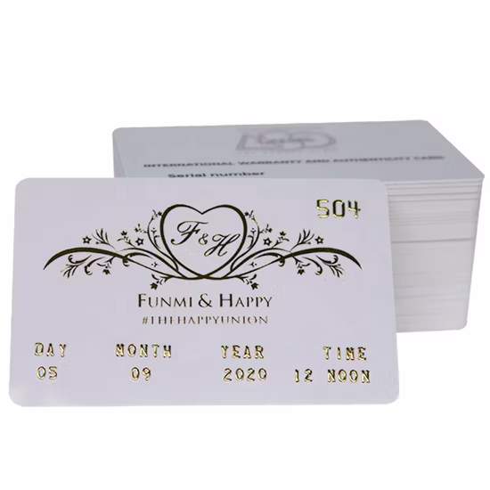 Carte de visite en PVC en plastique d'impression de logo personnalisé